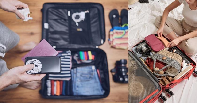 2 images of people packing their suitcases - Smart Packing for 2-weeks trip