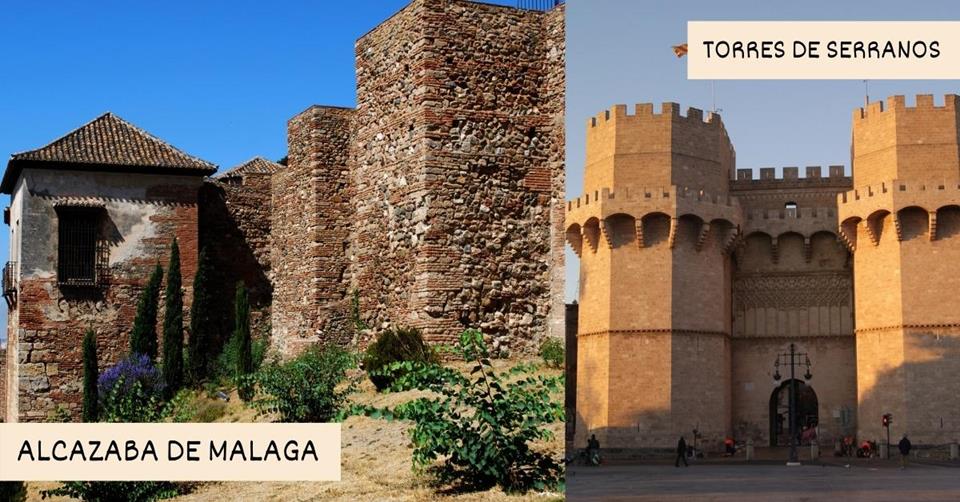 2 images - alcazaba de malaga and torres de serranos - 2-WEEKS IN SPAIN ITINERARY