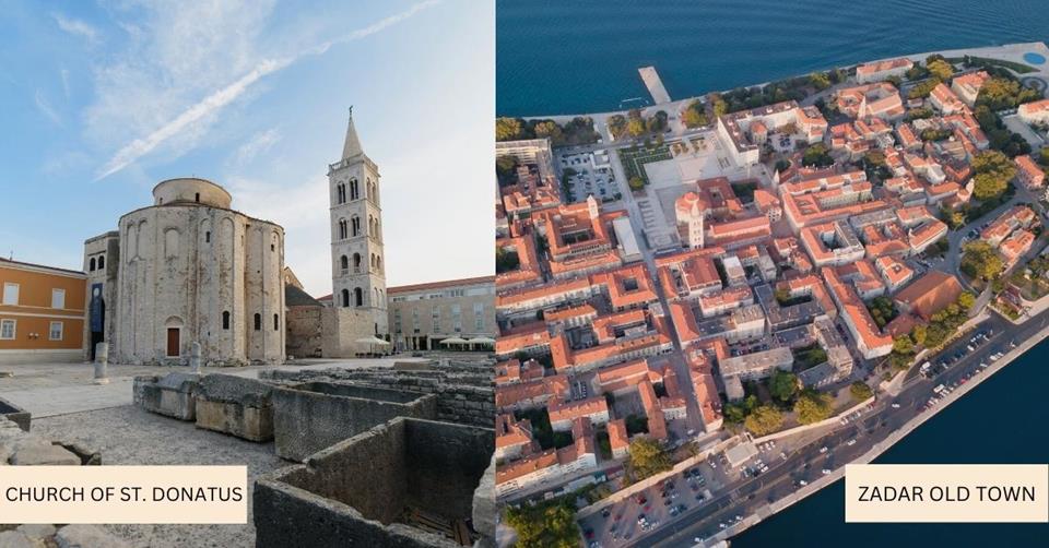 2 images - Church of St. Donatus and Zadar Old Town in Croatia