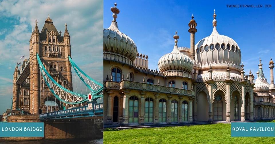 2 images - London Bridge and Royal Pavilion