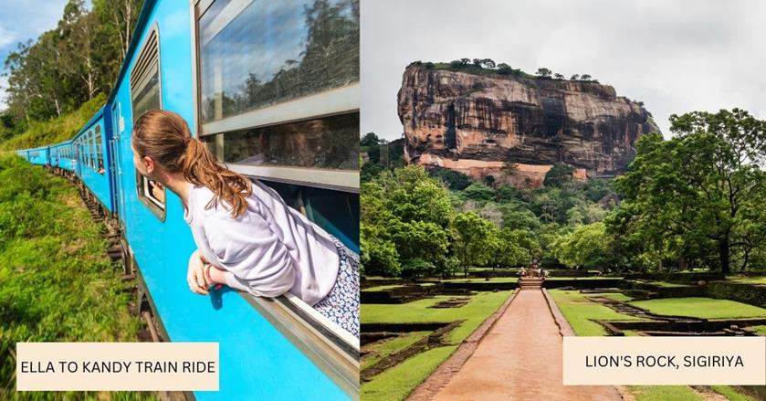 2 images - Ella train ride to Kandy and Lion's Rock in Sigiriya, Sri Lanka