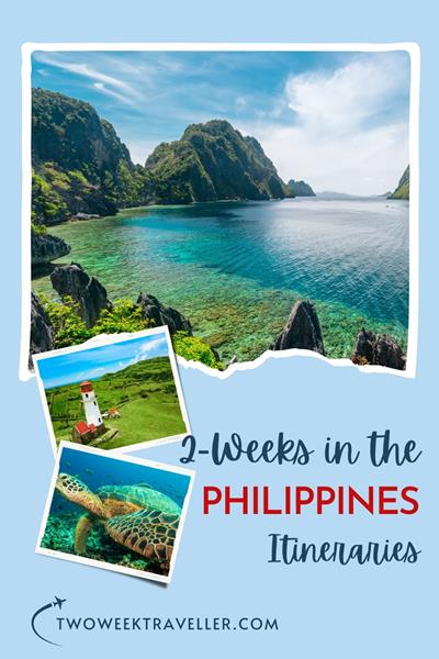 A 2-week Philippines itinerary includes exploring Manila's historic sites, relaxing on Palawan's beaches, and diving in Cebu. Visit Bohol's Chocolate Hills, experience the vibrant culture of Davao, and enjoy Boracay's lively nightlife. via @Twoweektraveller
